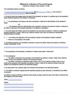 Free California Small Estate Affidavit Form
