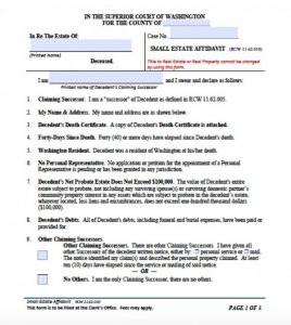 Free Washington State Small Estate Affidavit Form